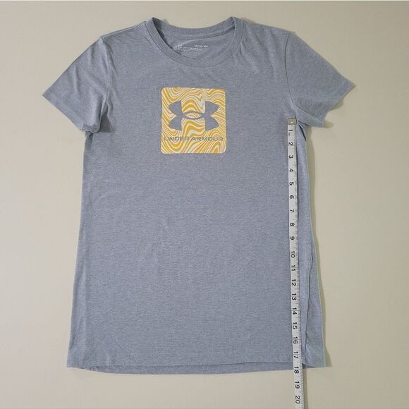 Under Armour Women's Gray Shine Wordmark Graphic Short Sleeve Tee - Picture 6 of 12